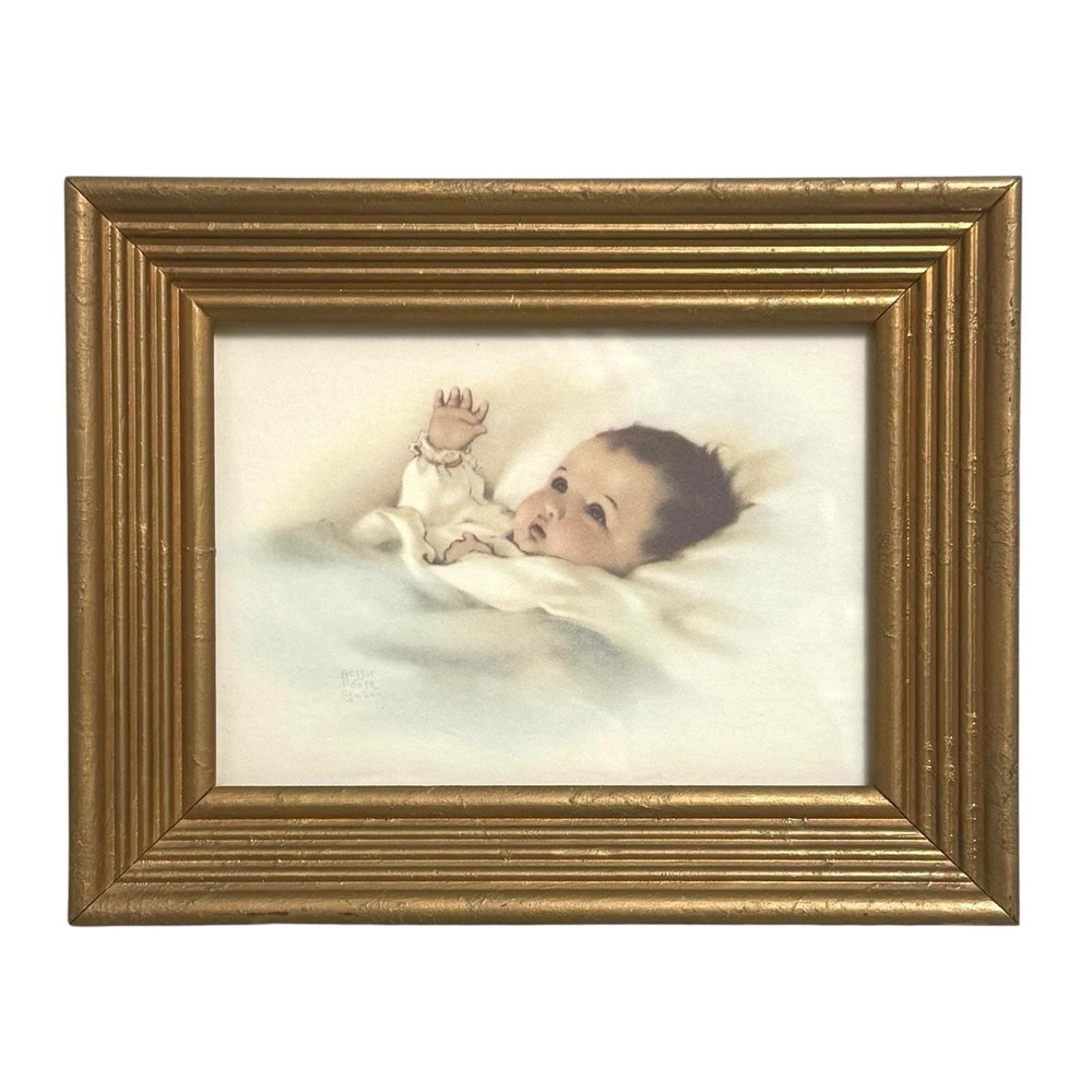 BESSIE PEASE GUTMANN‎ Awakening 1985 Portal Litho USA Baby Infant framed Nursery